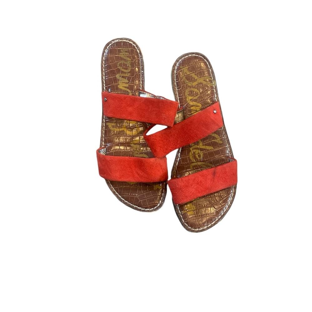 Sam Edelman Women’s Gala Red Leather Sandals Slide Casual Colorful Size 7.5M EUC - Picture 4 of 4